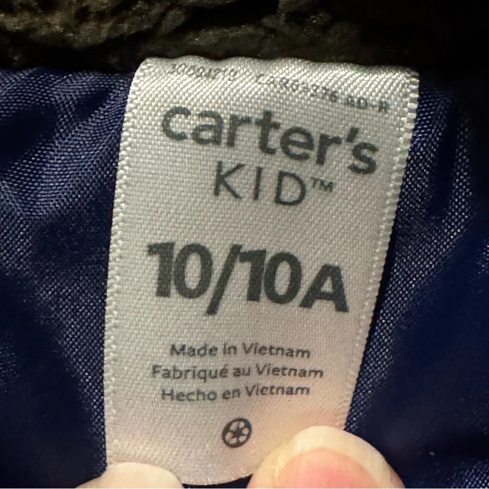 Carter’s Kids Boys Size 10/10A Full Zip Vest‎ Brown Blue camouflage Sherpa fuzzy
